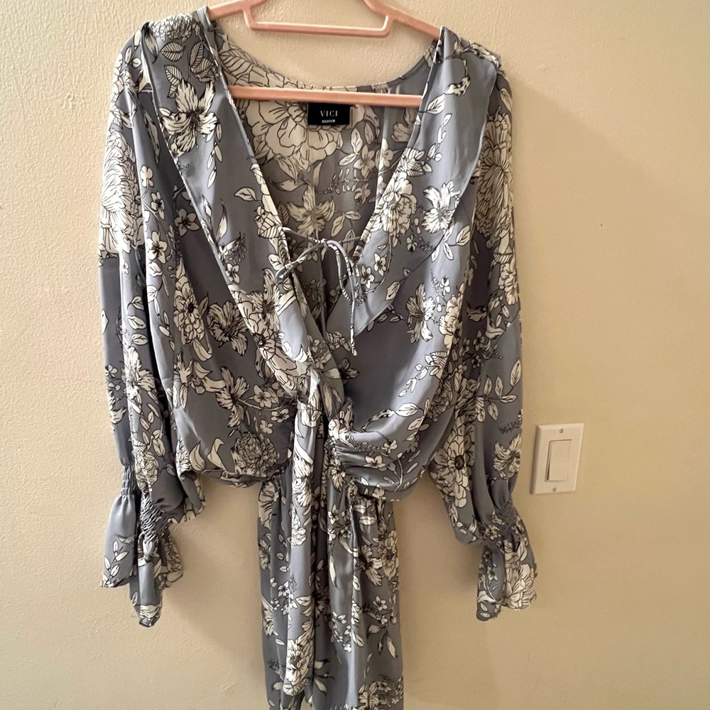VICI Collection Floral Ruffle Drape Dress - Size Medium